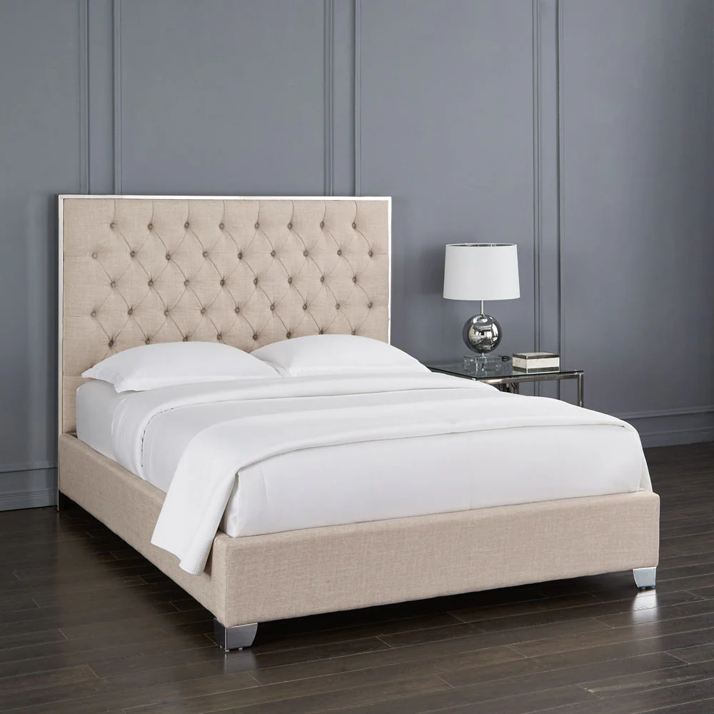 Kroma Bed: Beige Fabric - Image 3
