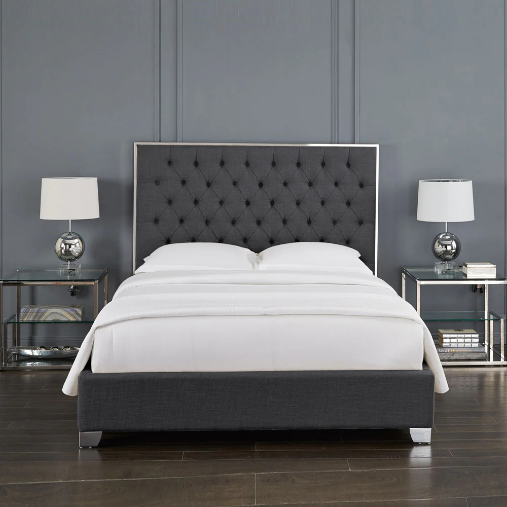 Kroma Bed: Grey Fabric - Image 2