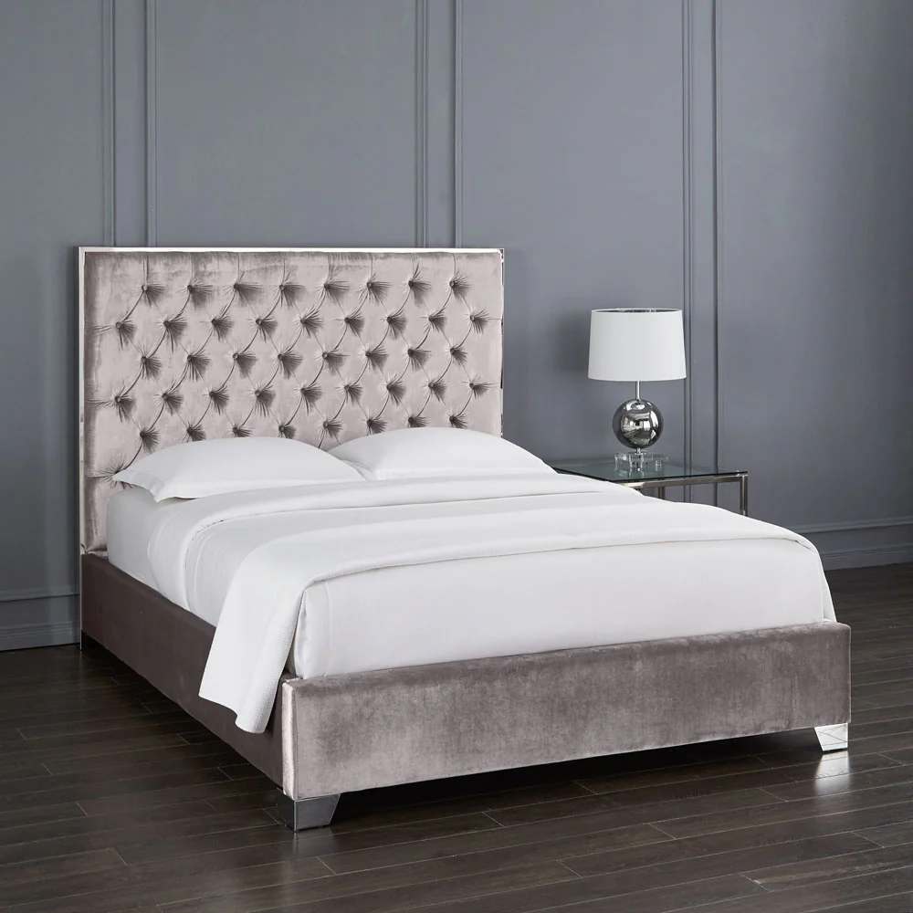 Kroma Bed: Grey Velvet - Image 3
