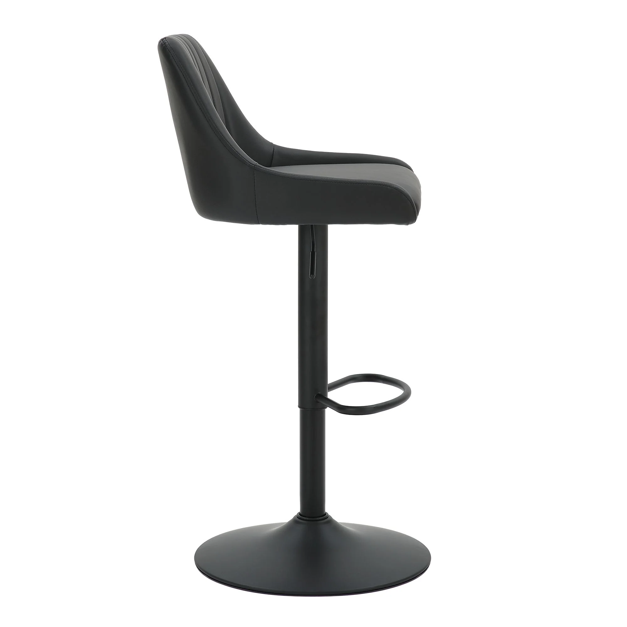 Kron Adjustable Height Air-Lift Swivel Stool, set of 2, in Black Faux Leather - Image 5