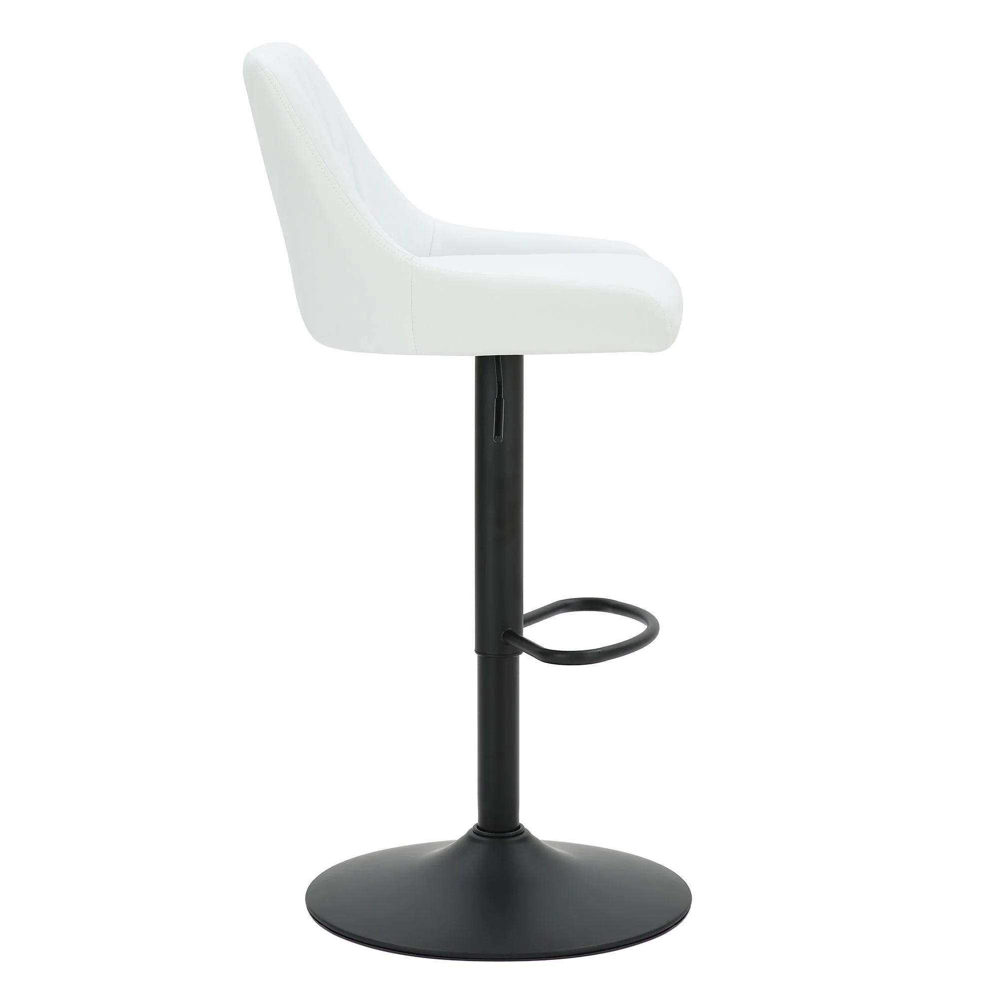 Kron Adjustable Height Air-Lift Swivel Stool, set of 2, in White Faux Leather - Image 4