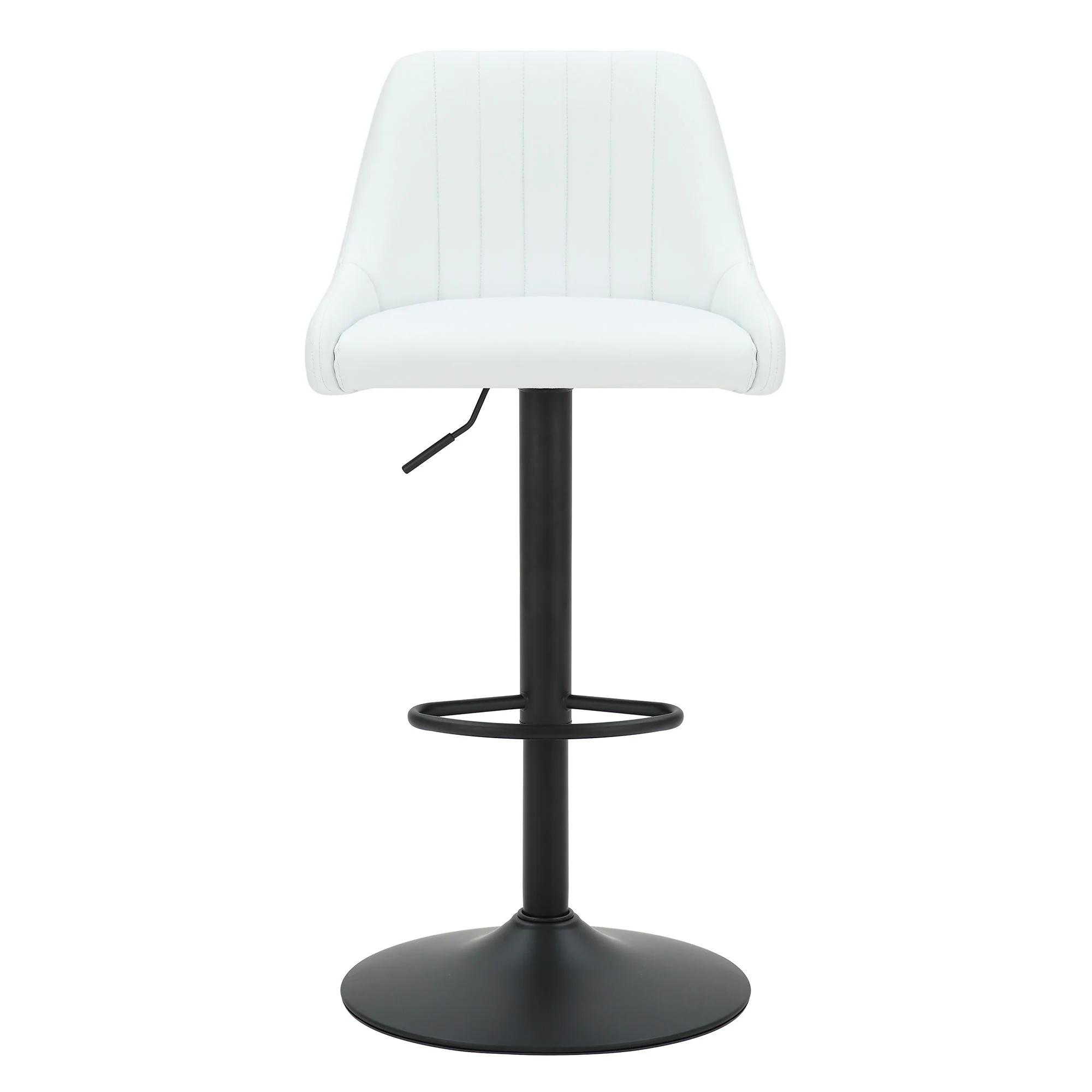 Kron Adjustable Height Air-Lift Swivel Stool, set of 2, in White Faux Leather - Image 5
