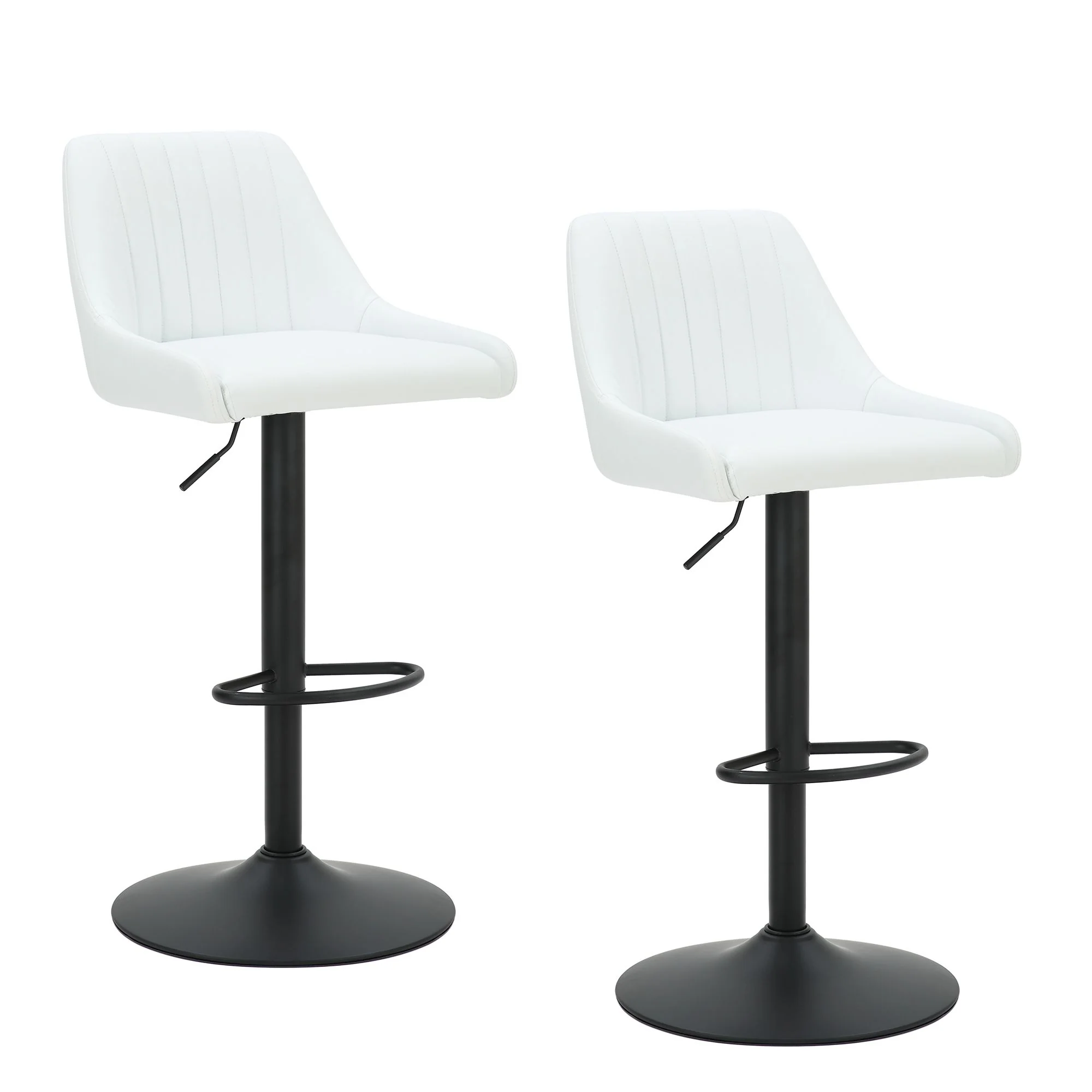 Kron Adjustable Height Air-Lift Swivel Stool, set of 2, in White Faux Leather - Image 7