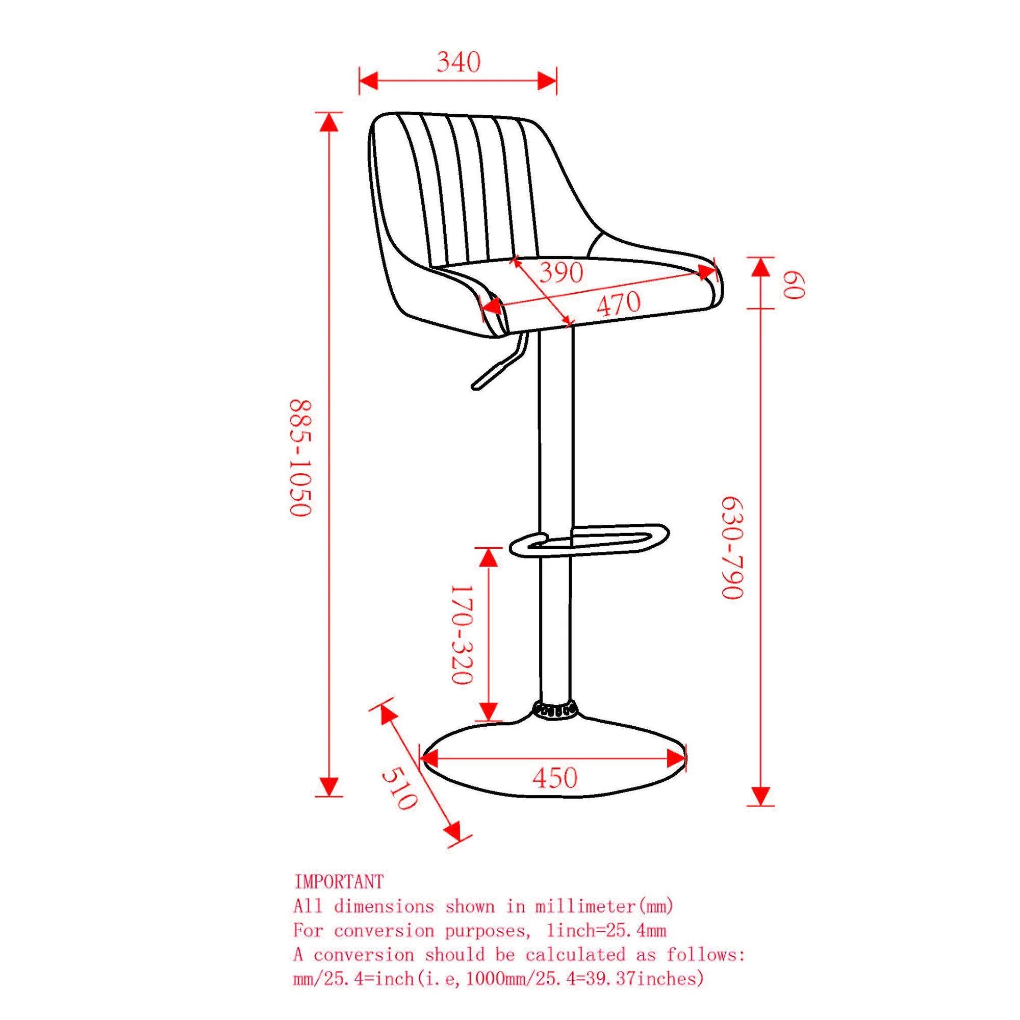 Kron Adjustable Height Air-Lift Swivel Stool, set of 2, in White Faux Leather - Image 8
