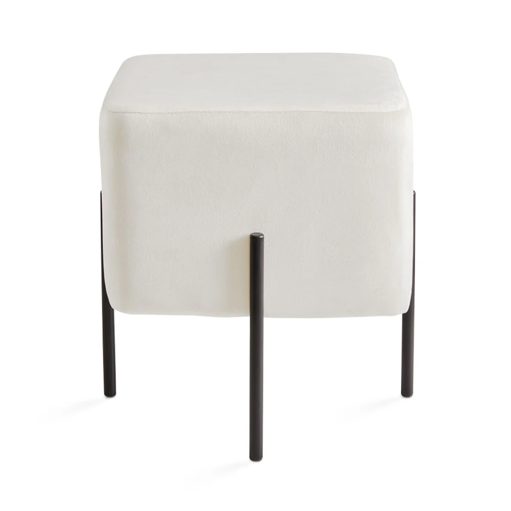 Kube Ottoman Ivory Velvet - Image 2