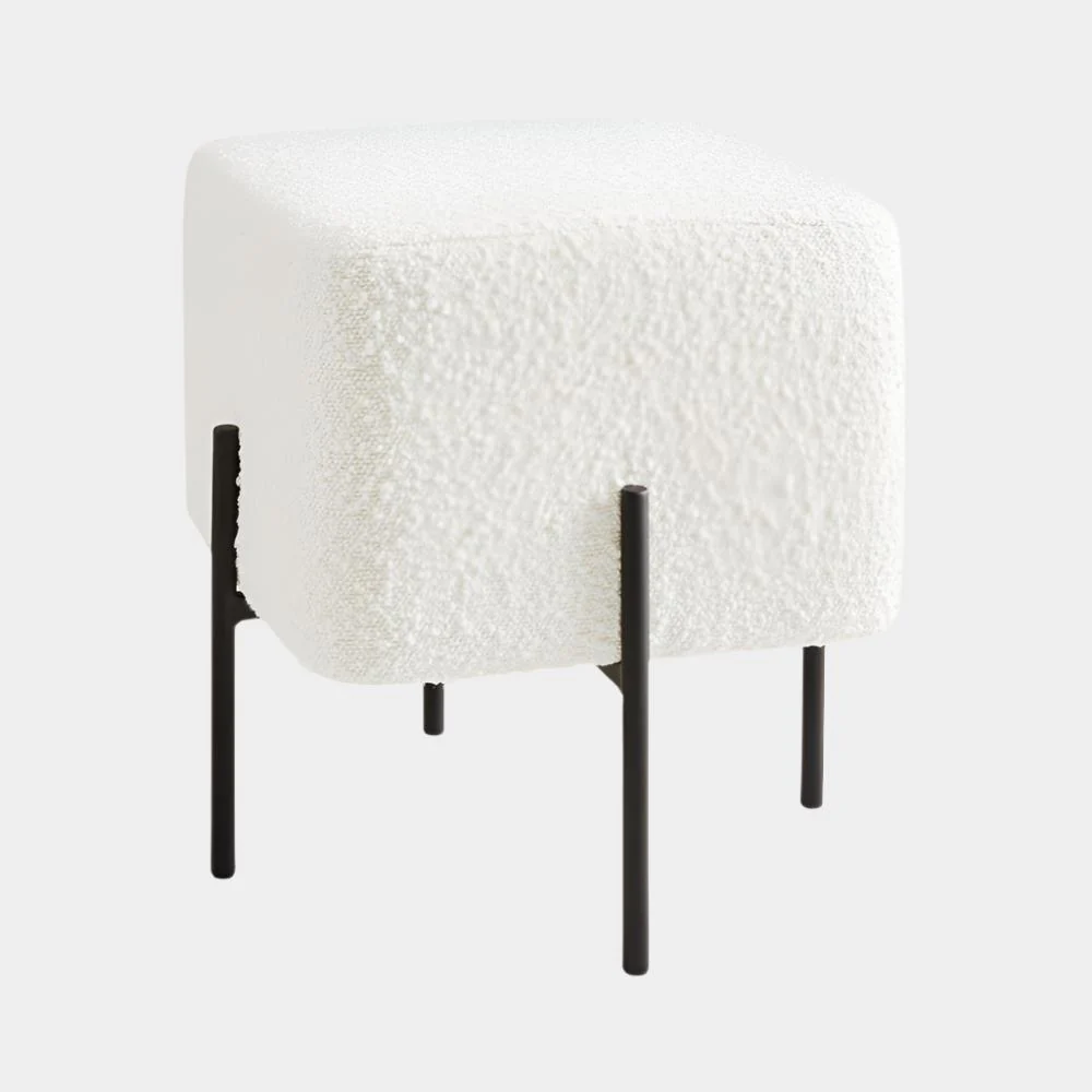 Kube Ottoman White Boucle