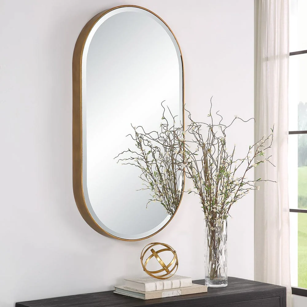 Lago Oval Mirror, Gold - Image 5