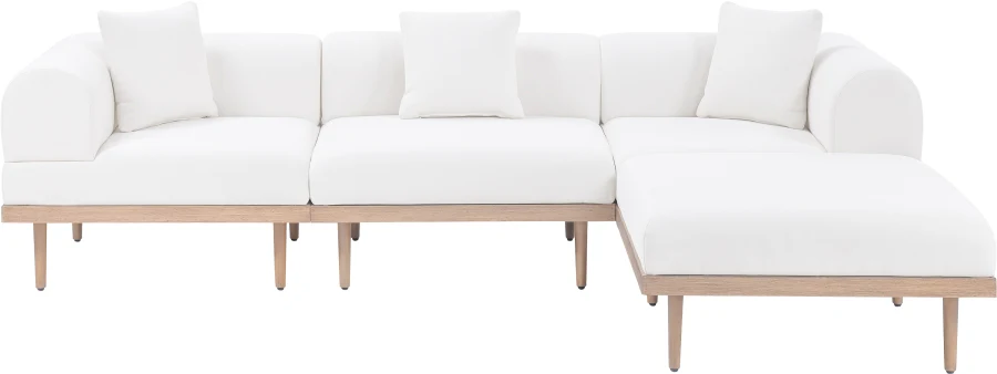 Laguna 106.5" Resilient Water Resistant Fabric Upholstered Outdoor Patio 4pc. Modular Sectional - Image 2