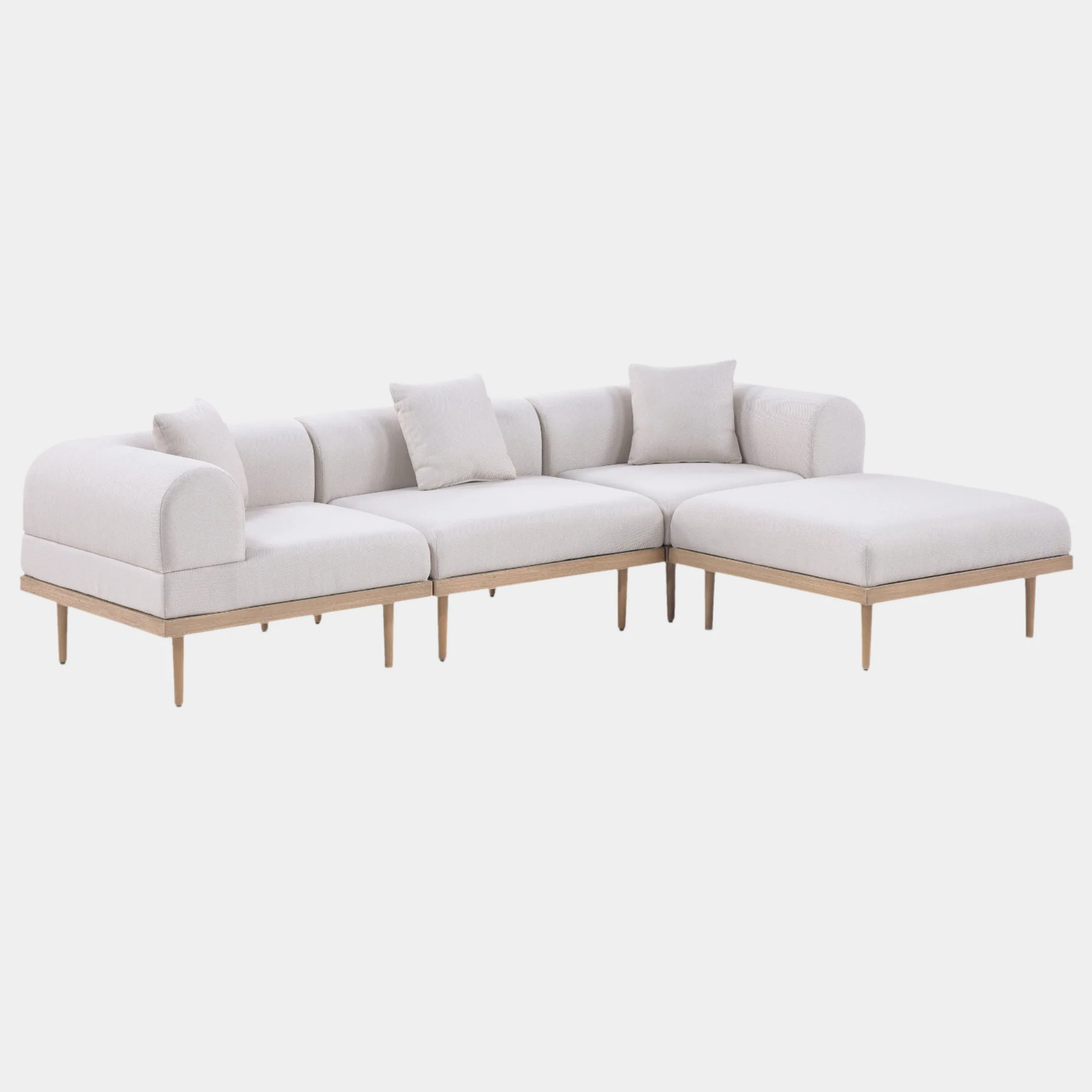 Laguna 106.5" Resilient Water Resistant Fabric Upholstered Outdoor Patio 4pc. Modular Sectional - Image 7