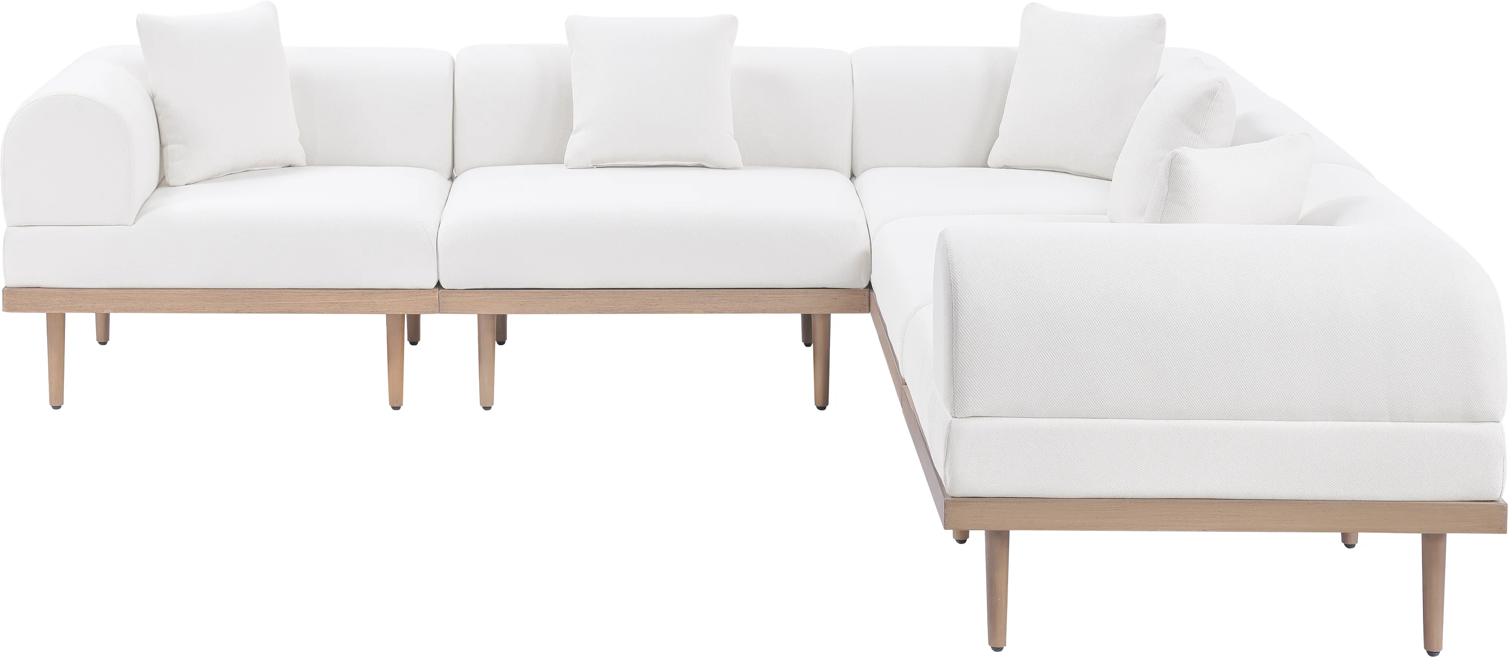 Laguna 106.5" Resilient Water Resistant Fabric Upholstered Outdoor Patio 5pc. Modular Sectional - Image 2