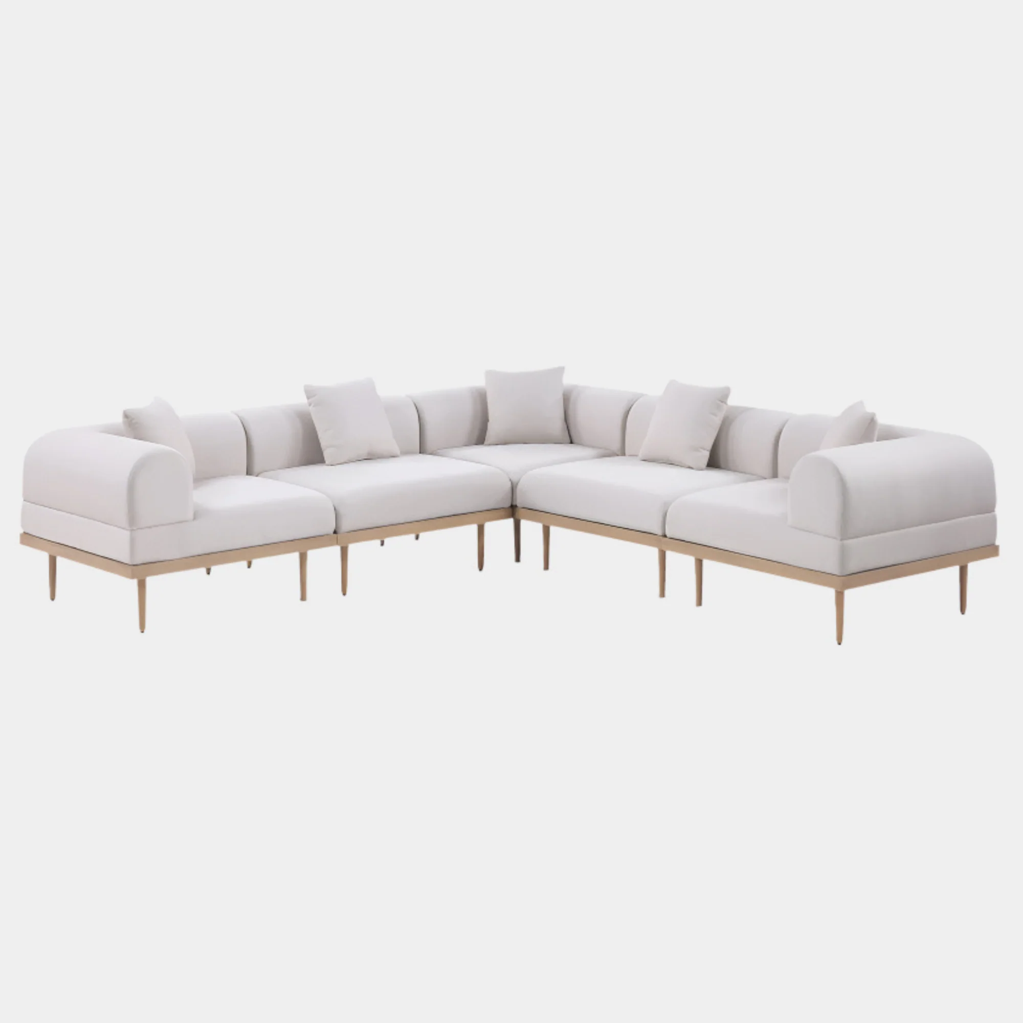 Laguna 106.5" Resilient Water Resistant Fabric Upholstered Outdoor Patio 5pc. Modular Sectional - Image 7