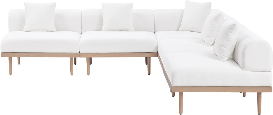Laguna 106.5" Resilient Water Resistant Fabric Upholstered Outdoor Patio 5pc. Modular Sectional - Image 2