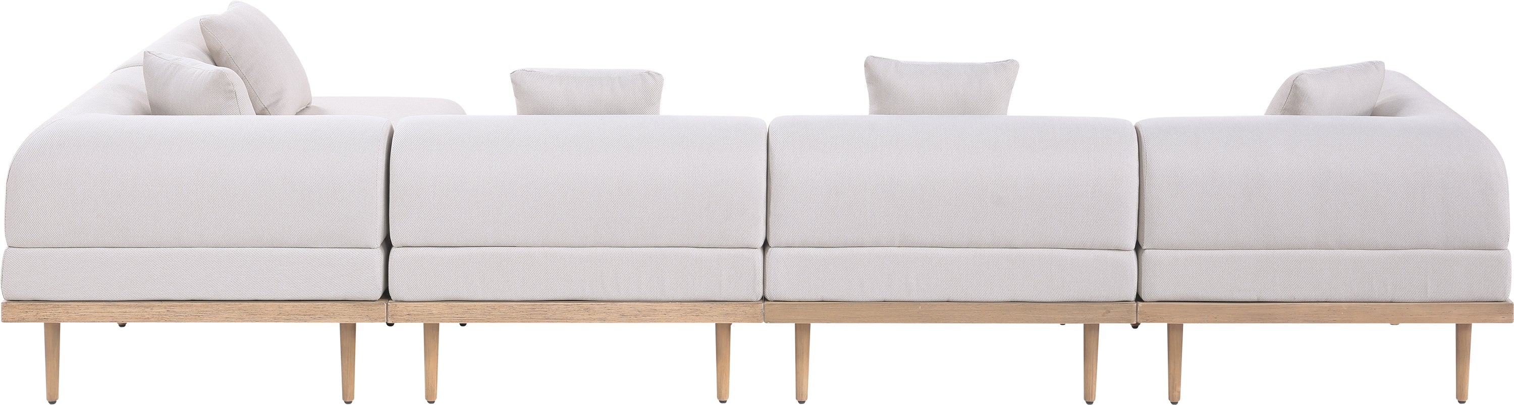 Laguna 142" Resilient Water Resistant Fabric Upholstered Outdoor Patio 5pc. Modular Sectional - Image 10