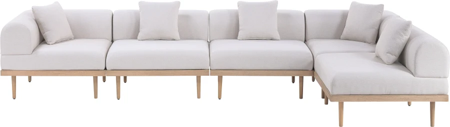 Laguna 142" Resilient Water Resistant Fabric Upholstered Outdoor Patio 5pc. Modular Sectional - Image 8