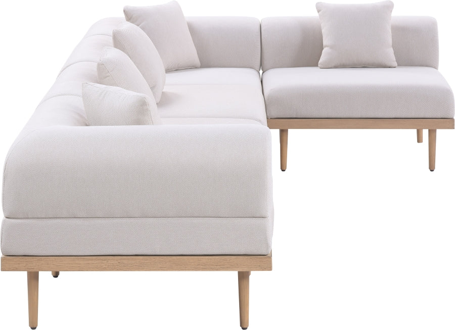 Laguna 142" Resilient Water Resistant Fabric Upholstered Outdoor Patio 5pc. Modular Sectional - Image 9