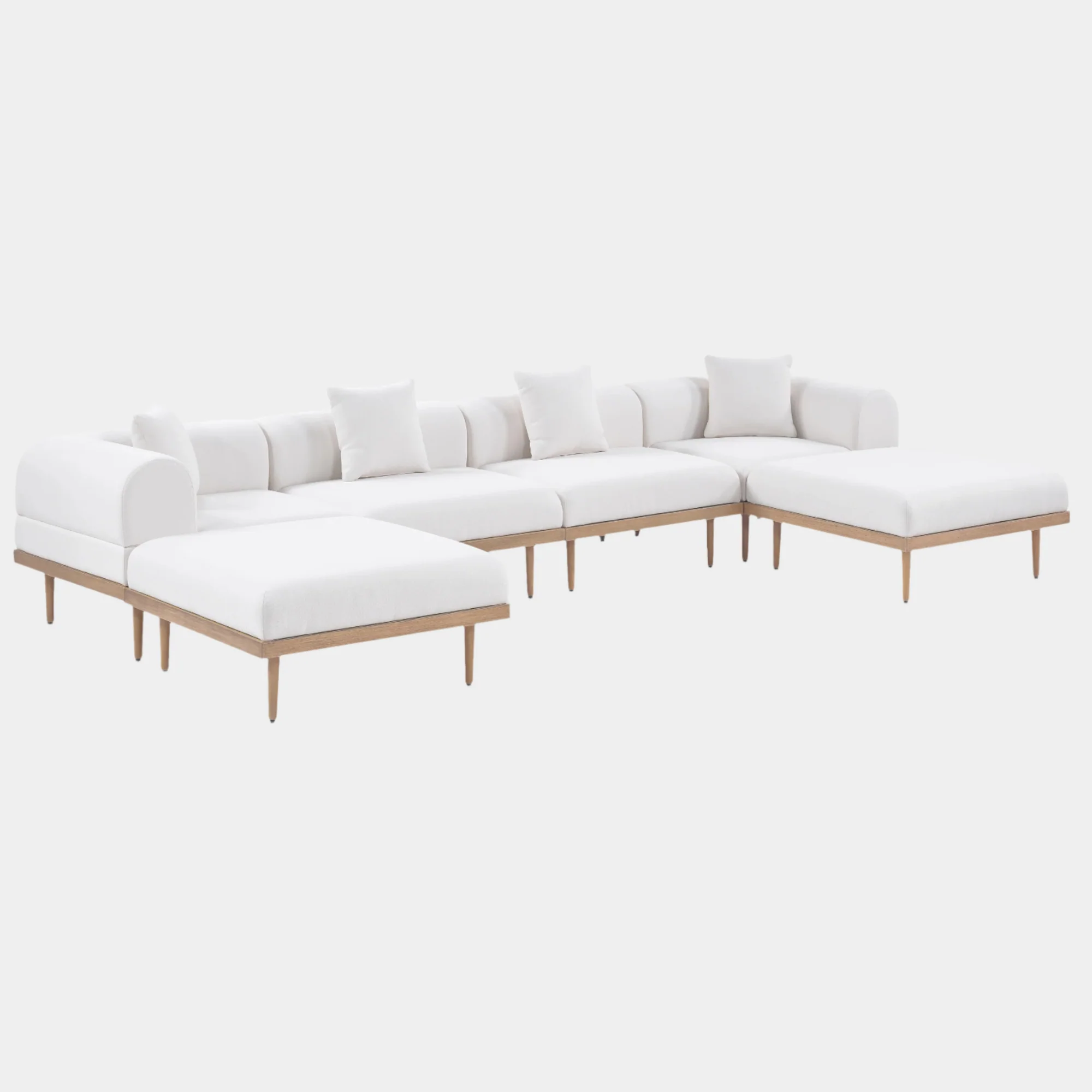 Laguna 142" Resilient Water Resistant Fabric Upholstered Outdoor Patio 6pc. Modular Sectional