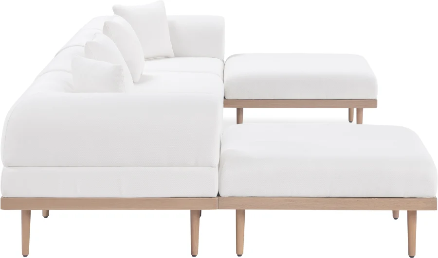 Laguna 142" Resilient Water Resistant Fabric Upholstered Outdoor Patio 6pc. Modular Sectional - Image 3
