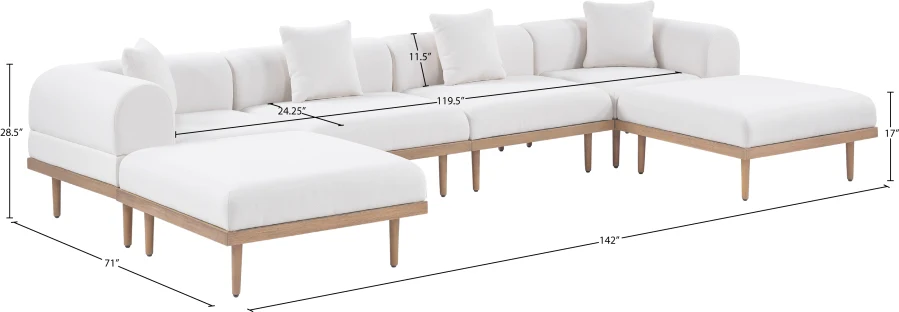 Laguna 142" Resilient Water Resistant Fabric Upholstered Outdoor Patio 6pc. Modular Sectional - Image 5