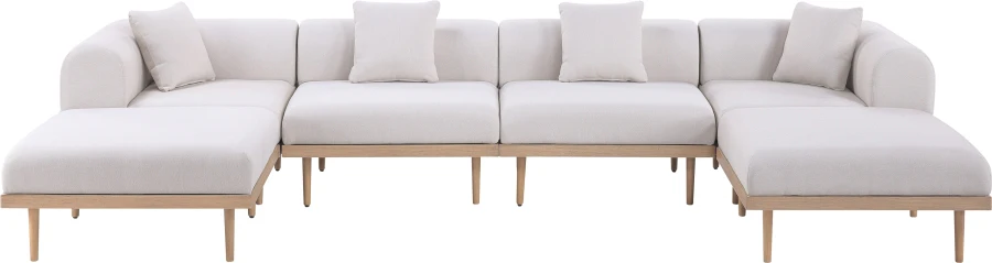 Laguna 142" Resilient Water Resistant Fabric Upholstered Outdoor Patio 6pc. Modular Sectional - Image 8