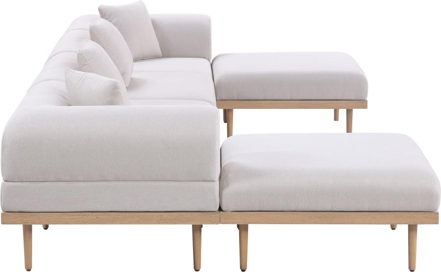 Laguna 142" Resilient Water Resistant Fabric Upholstered Outdoor Patio 6pc. Modular Sectional - Image 9