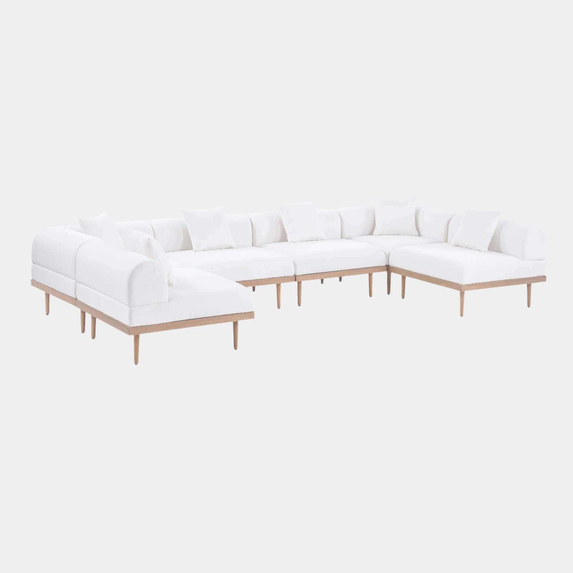 Laguna 142" Resilient Water Resistant Fabric Upholstered Outdoor Patio 6pc. Modular Sectional