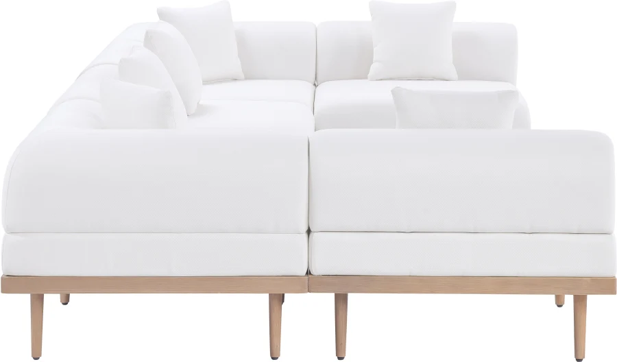 Laguna 142" Resilient Water Resistant Fabric Upholstered Outdoor Patio 6pc. Modular Sectional - Image 3