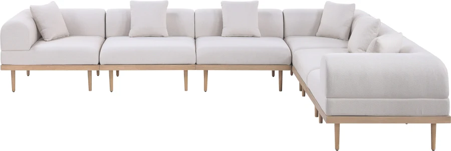 Laguna 142" Resilient Water Resistant Fabric Upholstered Outdoor Patio 6pc. Modular Sectional - Image 8
