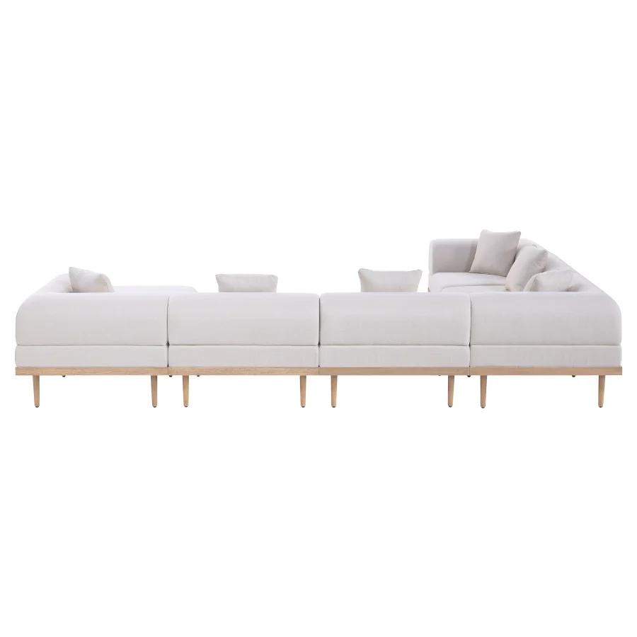 Laguna 142" Resilient Water Resistant Fabric Upholstered Outdoor Patio 7pc. Modular Sectional - Image 10