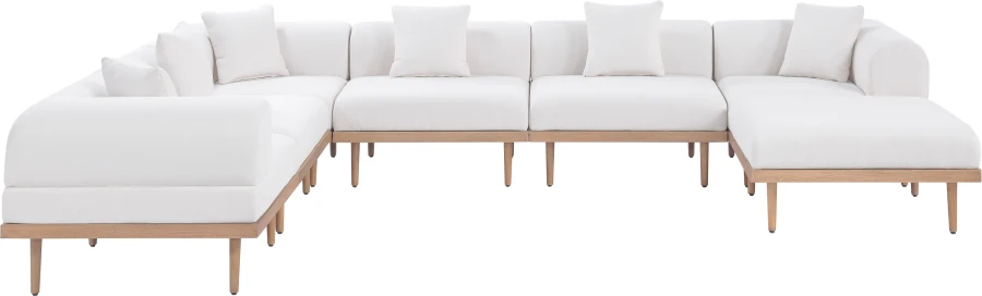 Laguna 142" Resilient Water Resistant Fabric Upholstered Outdoor Patio 7pc. Modular Sectional - Image 2