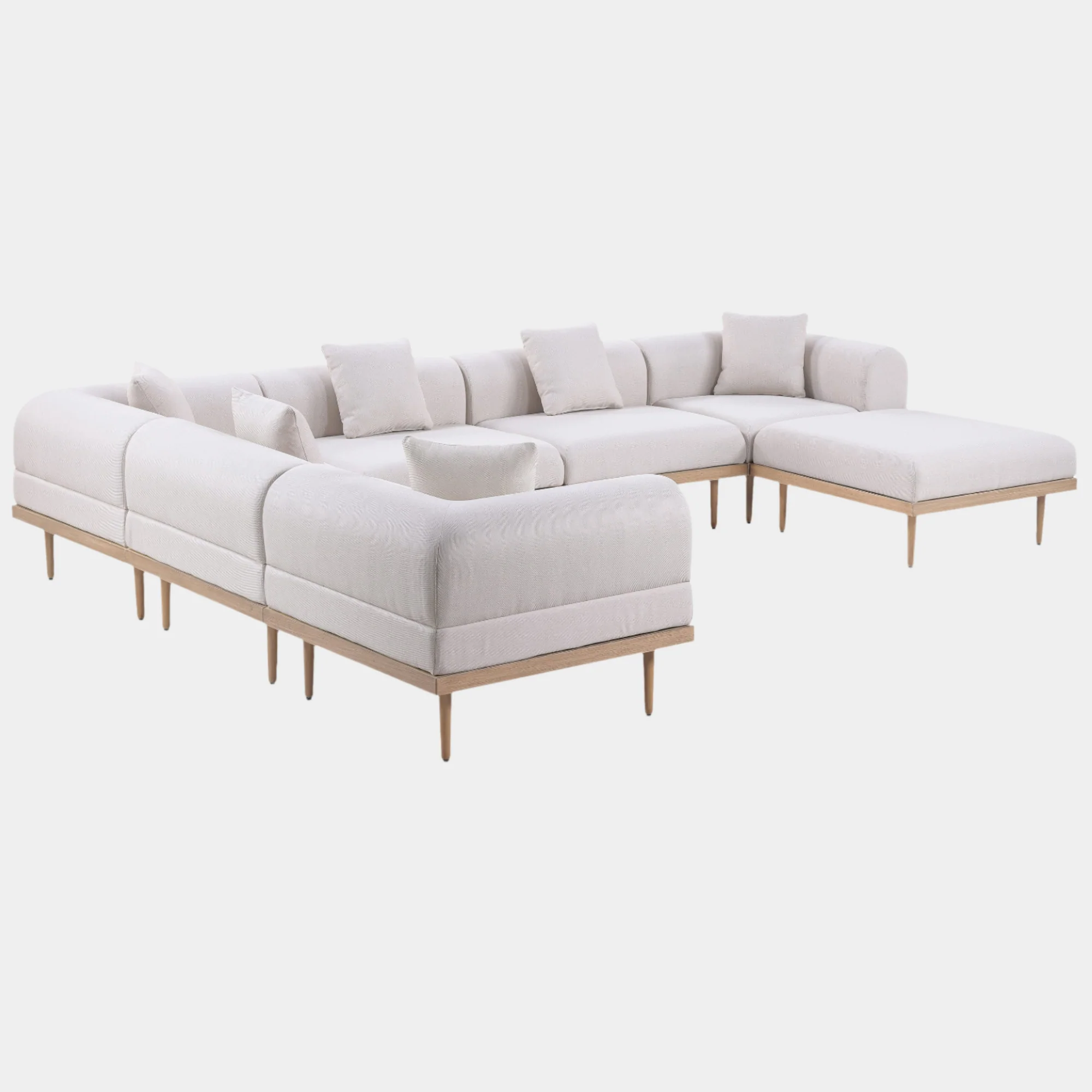Laguna 142" Resilient Water Resistant Fabric Upholstered Outdoor Patio 7pc. Modular Sectional - Image 7