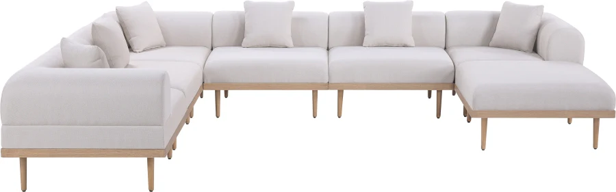 Laguna 142" Resilient Water Resistant Fabric Upholstered Outdoor Patio 7pc. Modular Sectional - Image 8