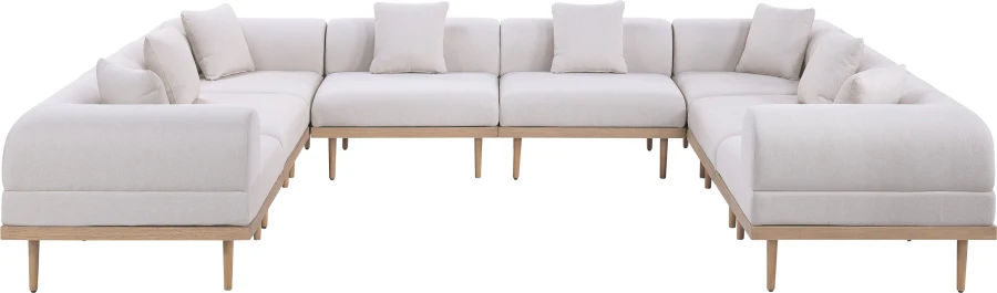 Laguna 142" Resilient Water Resistant Fabric Upholstered Outdoor Patio 8pc. Modular Sectional - Image 8