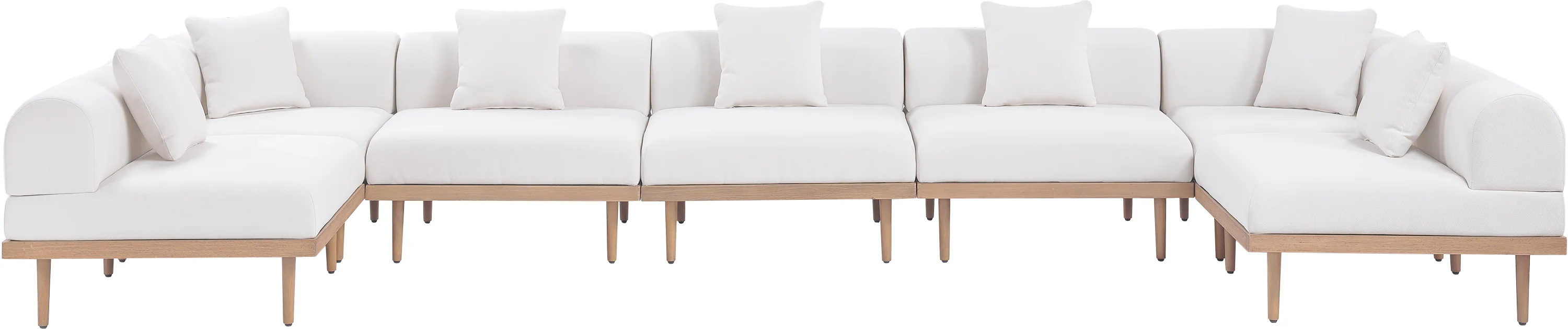 Laguna 177.5" Resilient Water Resistant Fabric Upholstered Outdoor Patio 7pc. Modular Sectional - Image 2