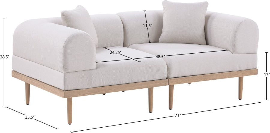 Laguna Resilient Water Resistant Fabric Upholstered Outdoor Patio 2pc. Modular Loveseat - Image 11