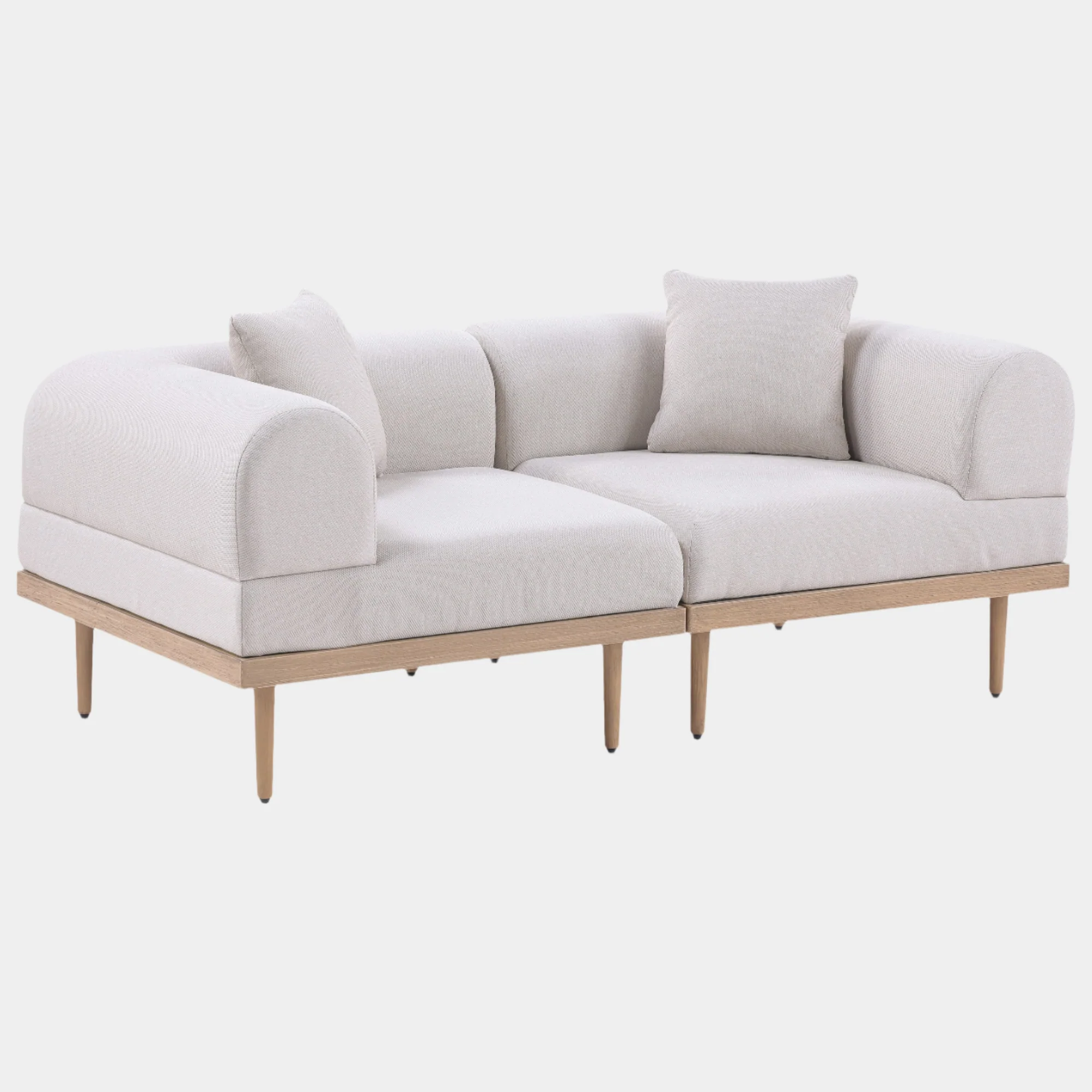 Laguna Resilient Water Resistant Fabric Upholstered Outdoor Patio 2pc. Modular Loveseat - Image 7