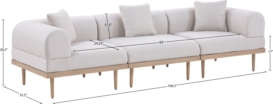Laguna Resilient Water Resistant Fabric Upholstered Outdoor Patio 3pc. Modular Sofa - Image 11