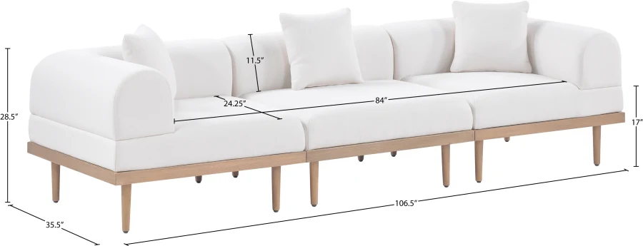Laguna Resilient Water Resistant Fabric Upholstered Outdoor Patio 3pc. Modular Sofa - Image 5