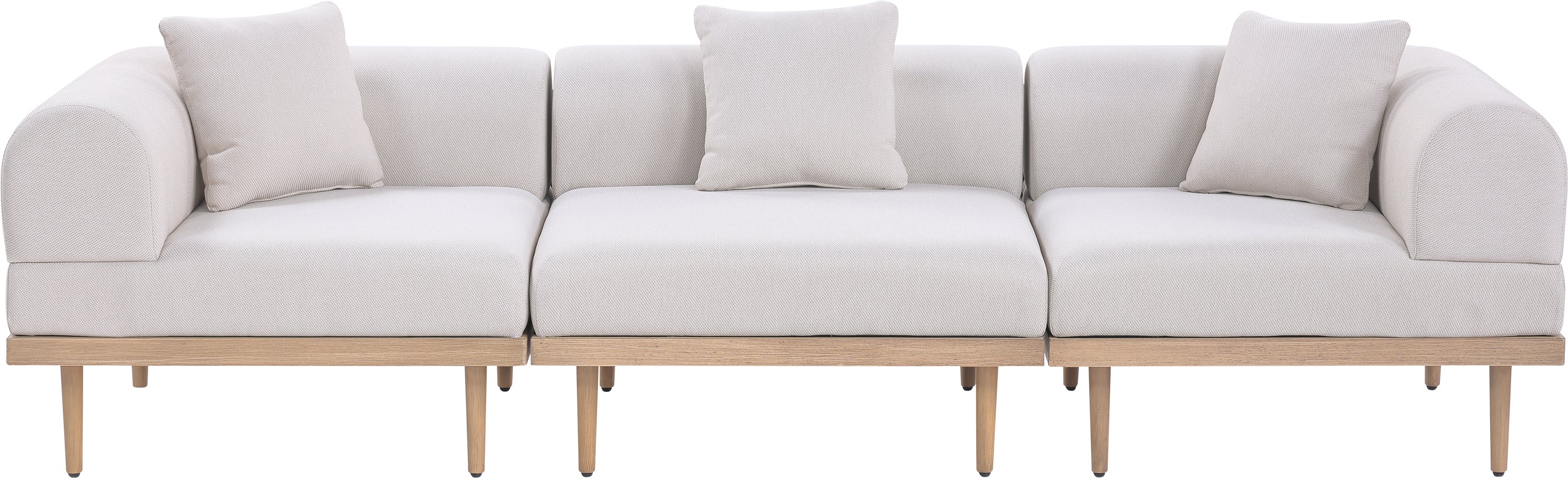 Laguna Resilient Water Resistant Fabric Upholstered Outdoor Patio 3pc. Modular Sofa - Image 8
