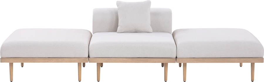 Laguna Resilient Water Resistant Fabric Upholstered Outdoor Patio 3pc. Modular Sofa - Image 8