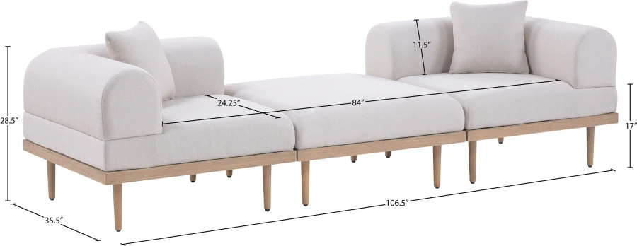 Laguna Resilient Water Resistant Fabric Upholstered Outdoor Patio 3pc. Modular Sofa - Image 11