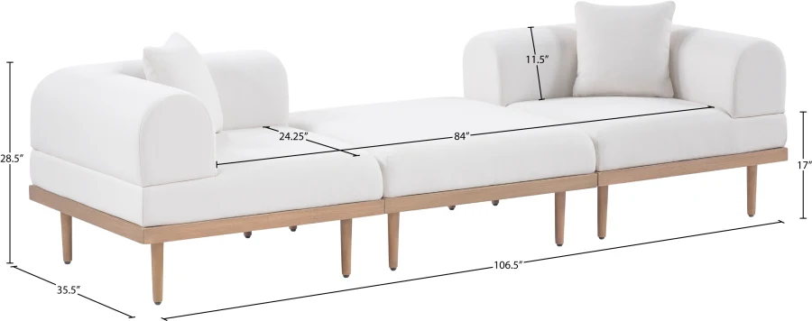 Laguna Resilient Water Resistant Fabric Upholstered Outdoor Patio 3pc. Modular Sofa - Image 5
