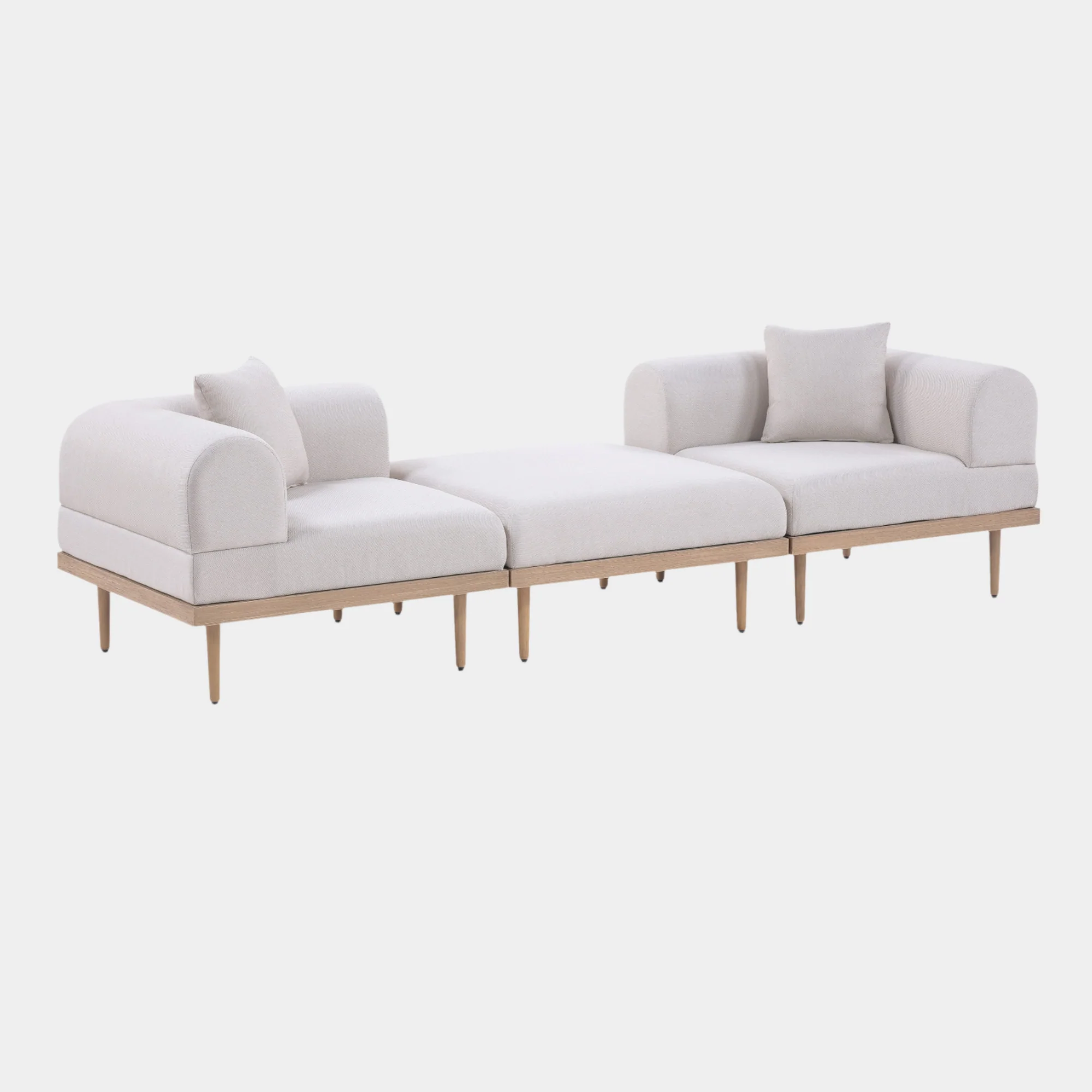 Laguna Resilient Water Resistant Fabric Upholstered Outdoor Patio 3pc. Modular Sofa - Image 7