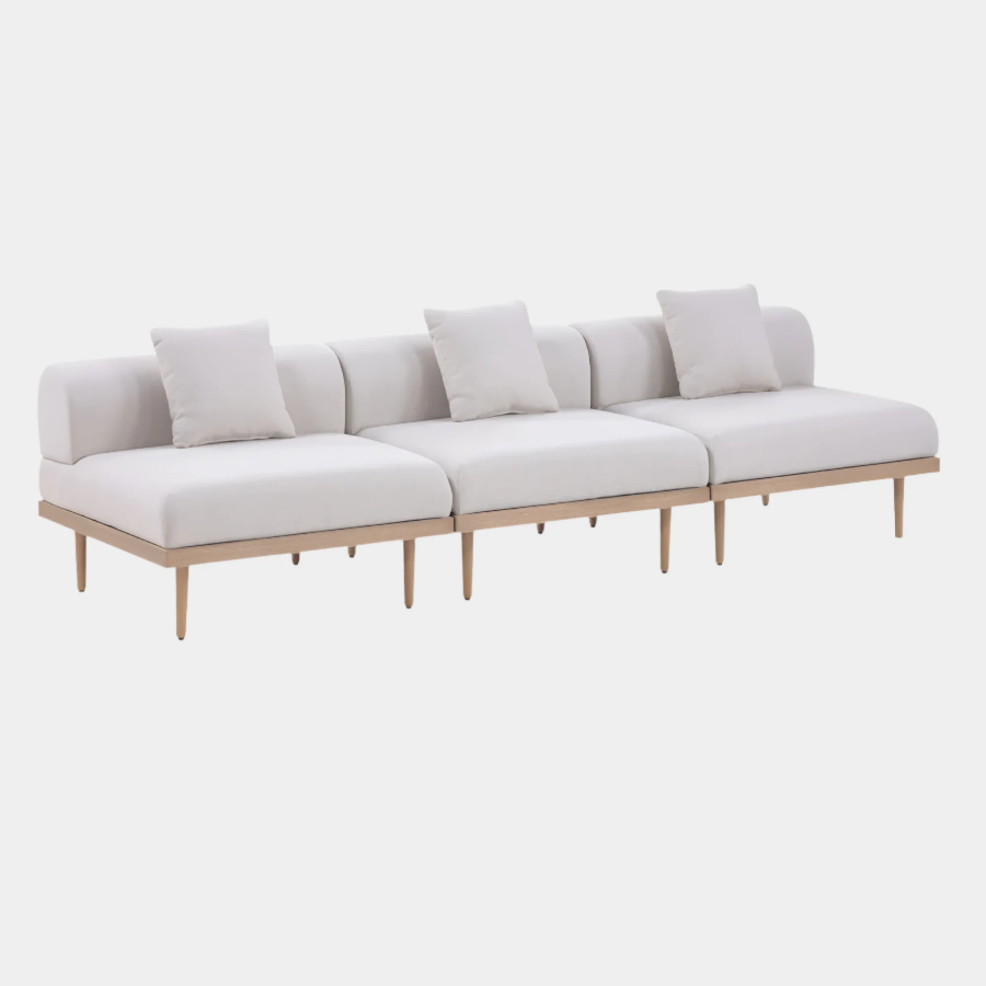 Laguna Resilient Water Resistant Fabric Upholstered Outdoor Patio 3pc. Modular Sofa - Image 6