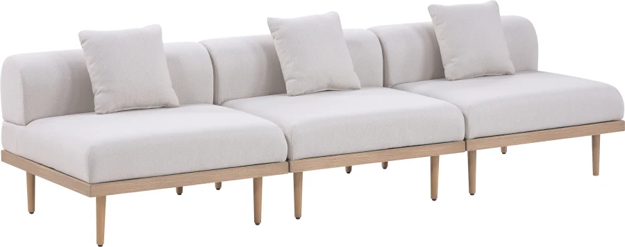 Laguna Resilient Water Resistant Fabric Upholstered Outdoor Patio 3pc. Modular Sofa - Image 7