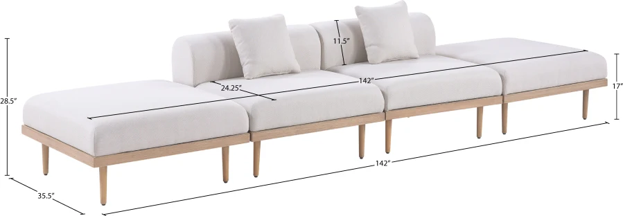 Laguna Resilient Water Resistant Fabric Upholstered Outdoor Patio 4pc. Modular Sofa - Image 11