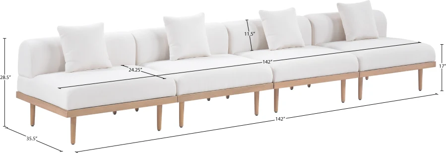 Laguna Resilient Water Resistant Fabric Upholstered Outdoor Patio 4pc. Modular Sofa - Image 5