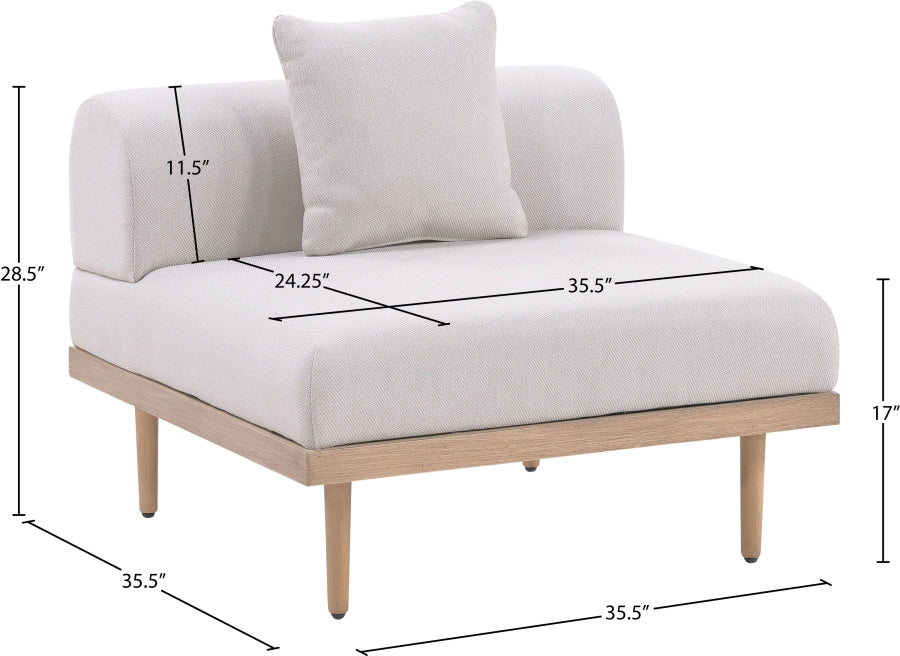 Laguna Resilient Water Resistant Fabric Upholstered Outdoor Patio Modular Armless Chair - Image 11