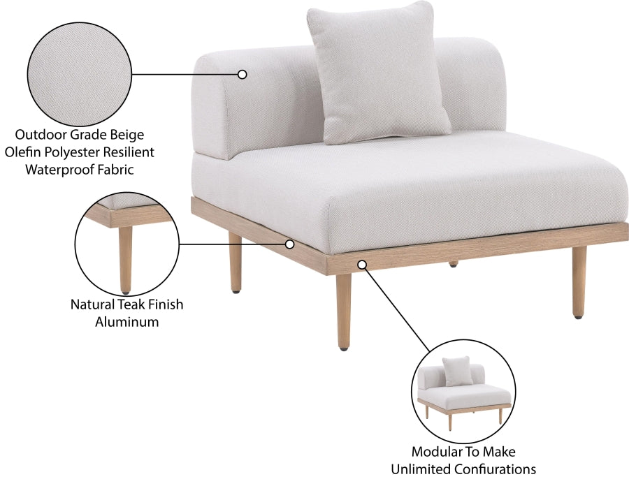 Laguna Resilient Water Resistant Fabric Upholstered Outdoor Patio Modular Armless Chair - Image 12