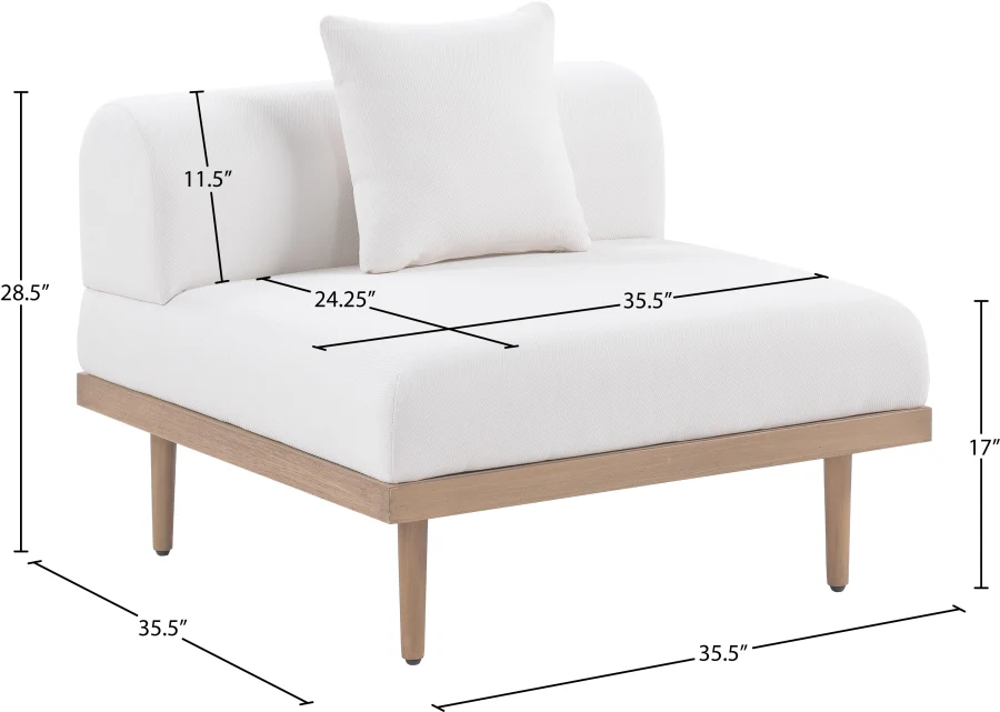 Laguna Resilient Water Resistant Fabric Upholstered Outdoor Patio Modular Armless Chair - Image 5