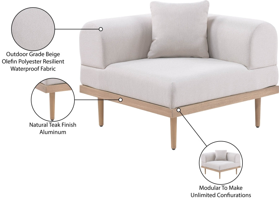 Laguna Resilient Water Resistant Fabric Upholstered Outdoor Patio Modular Corner Chair - Image 12